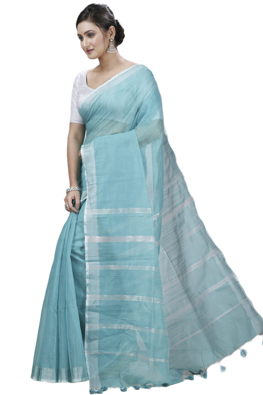 Green Blended Cotton Toshini Hand Loom Saree (1184)